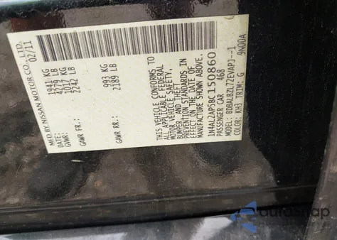 2011 Nissan Altima 2.5 S z USA, uszkodzony, nr VIN 1N4AL2AP5BC150860